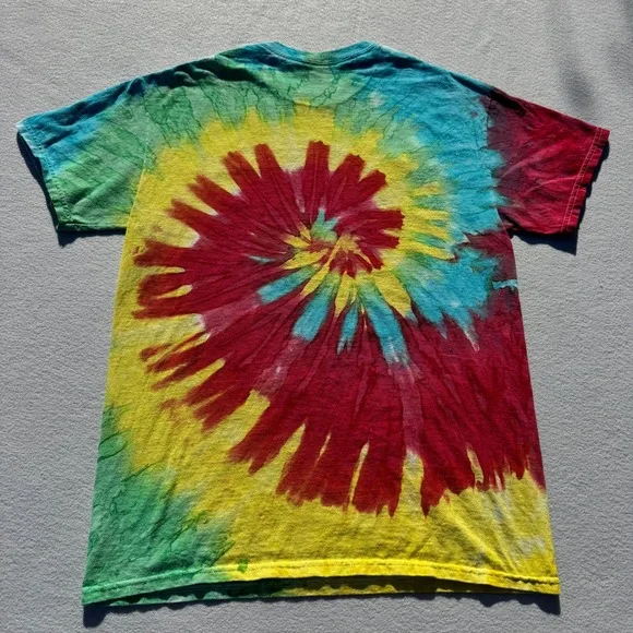 Cat Face Tie Dye T-Shirt Mens Medium Colorful Psychedelic Graphic Tee - Picture 2 of 6